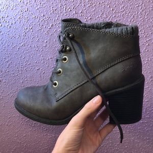 High heeled gray booties